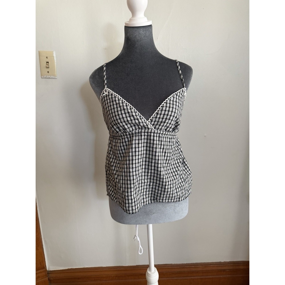 Y2K Faux Wrap Gingham Baby Doll Tank Top Lace Bows Bella Swan Joey Potter Small